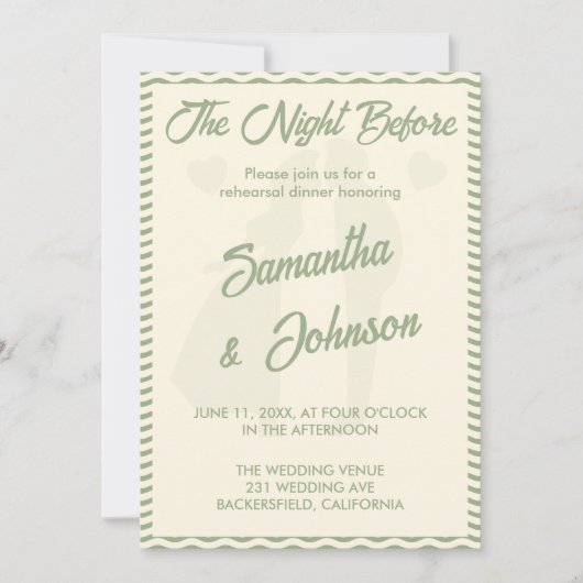 Invitation de répétition de mariage moderne vert s (Devant)