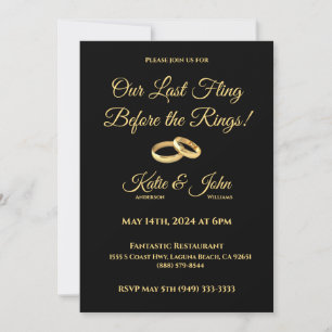 Invitation de répétition de mariage - Noir et Or -