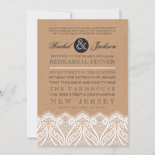 Invitation de répétition de mariage rustique de ca (Devant)