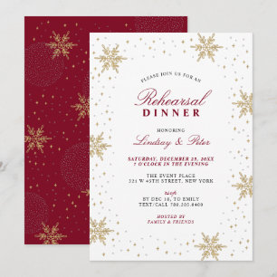 Invitation de répétition de Noël en or et rouge
