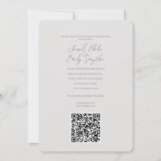 Invitation de répétition mariage avec code QR (Dos)