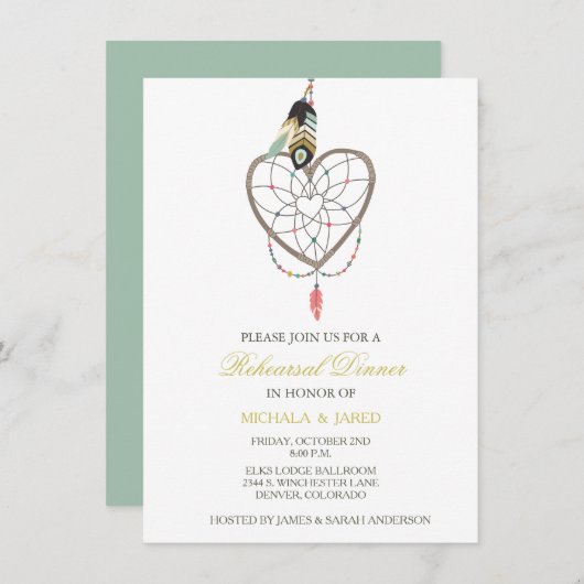 Invitation de répétition Mariage Dreamcatcher (Devant / Derrière)