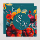 Invitation de répétition Mariage turquoise Bouquet (Devant / Derrière)