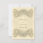 Invitation de réponse de mariage aux roses crème A (Dos)