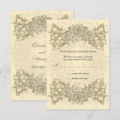 Invitation de réponse de mariage aux roses crème A (Devant / Derrière)