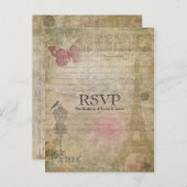 Invitation de réponse de mariage chic vintage Pari (Devant / Derrière)