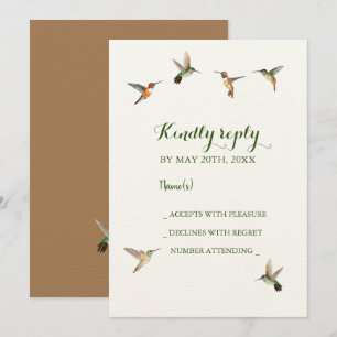 Invitation de réponse de mariage de colibris roux