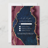 Invitation de réponse de mariage Navy, Bourgogne & (Devant)