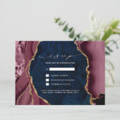 Invitation de réponse de mariage Navy, Bourgogne e (Debout devant)