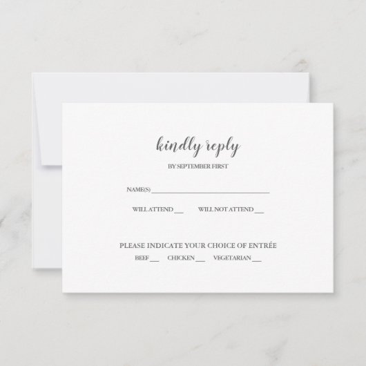 Invitation de réponse de mariage simple moderne bl (Devant)