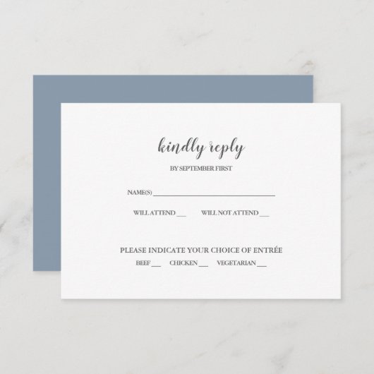 Invitation de réponse de mariage simple moderne bl (Devant / Derrière)