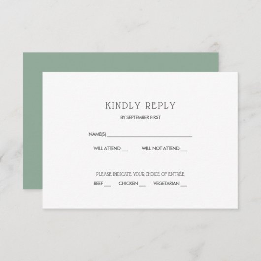Invitation de réponse de mariage simple moderne ve (Devant / Derrière)