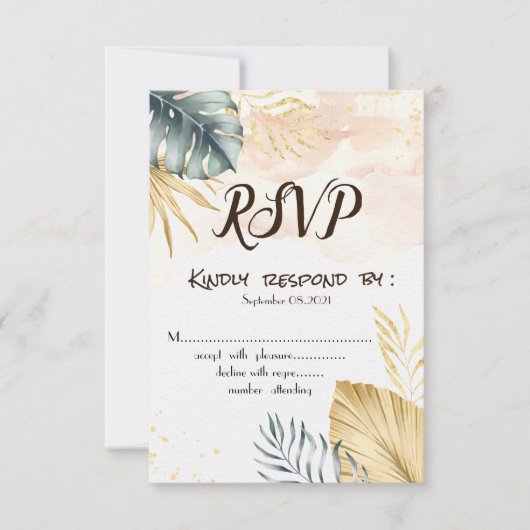 Invitation de réponse de mariage sur la plage aux (Devant)