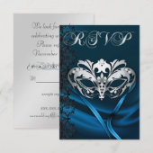 Invitation de réponse de masquerade argentée bijou (Devant / Derrière)