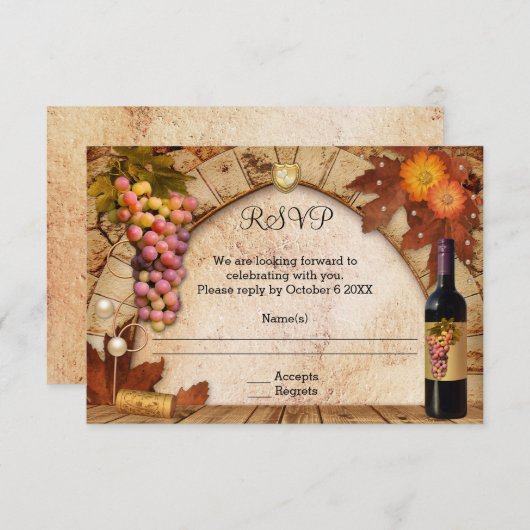 Invitation de réponse de thème de vin classique ou (Devant / Derrière)