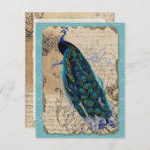 Invitation de réponse Vintage RSVP Peacock Ancient (Devant / Derrière)