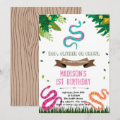 Invitation de reptile d'anniversaire de la petite (Devant / Derrière)
