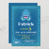 Invitation de requins garçons Anniversaire de fête (Devant / Derrière)