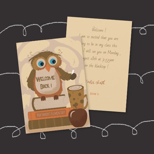 Invitation de retour de l'enseignant Hibou Brun