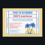 Invitation de retrait style billet<br><div class="desc">Cette invitation ludique et attrayante est idéale pour célébrer une fête de retraite avec une touche tropicale. Il dispose d'un design à l'allure de billets avec des palmiers et un coucher de soleil. Ajoutez votre propre libellé.</div>