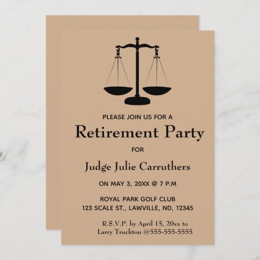 Invitation de retraite à échelle modifiable de la  (Devant / Derrière)