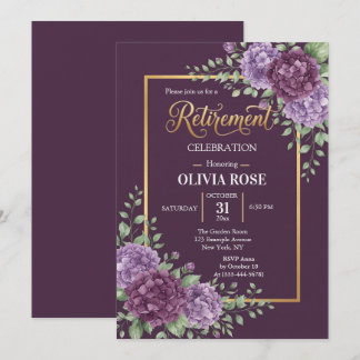 Invitation de retraite au cadre doré avec Hydrange