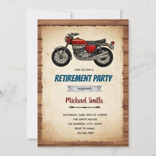 Invitation de retraite d'anniversaire de moto anci (Devant)