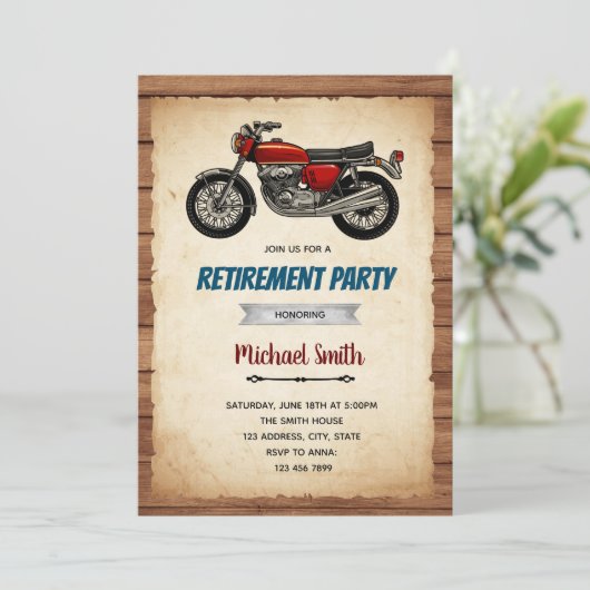 Invitation de retraite d'anniversaire de moto vint (Debout devant)