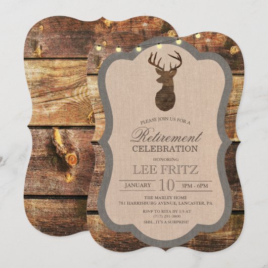 Invitation de retraite de cerf rustique (Devant / Derrière)