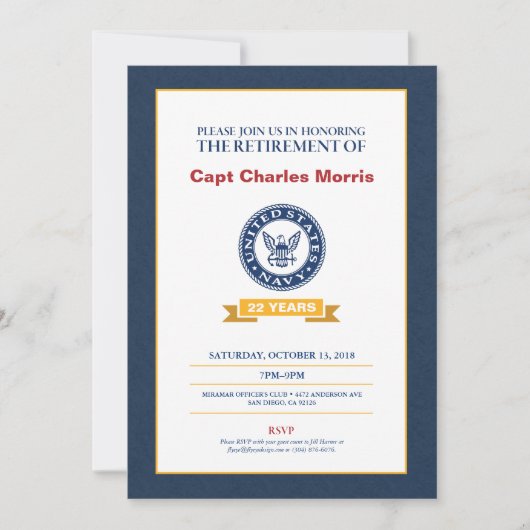 Invitation de retraite de marine (Devant)