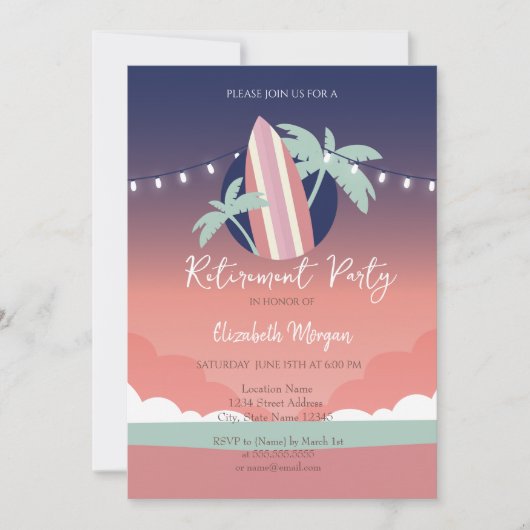 Invitation de retraite de planche de surf Palms (Devant)