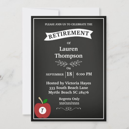 Invitation de retraite d'enseignant sur tableau no (Devant)