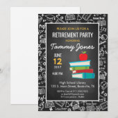 Invitation de retraite d'enseignant tableau noir (Devant / Derrière)