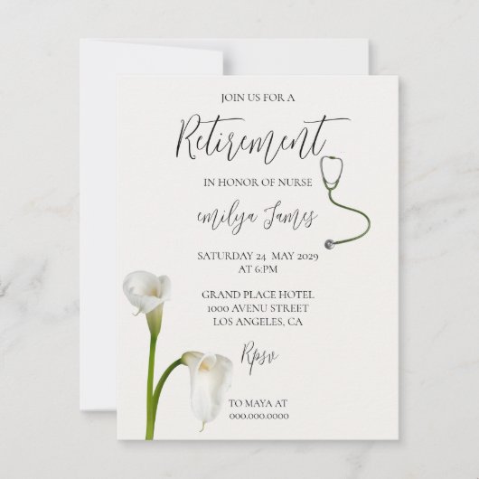 Invitation de retraite d'infirmière | Élégant Call (Devant)