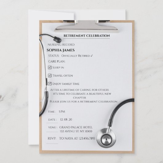 Invitation de retraite d'infirmière, Presse-papier (Devant)