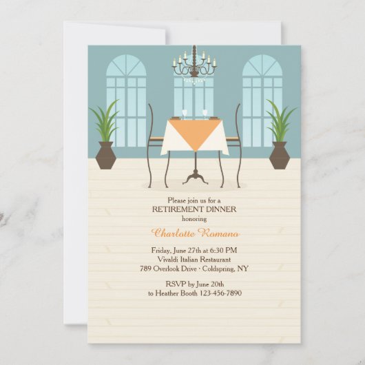 Invitation de retraite d'intérieur de restaurant (Devant)
