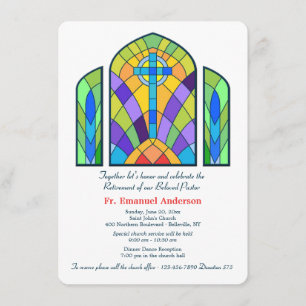 Invitation de retraite en verre coloré