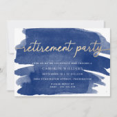 Invitation de retraite Navy Watercolour Gold (Devant)