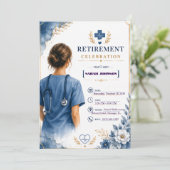 Invitation de retraite pour infirmière à motif flo (Debout devant)