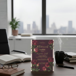 Invitation de Retraite Rose Bois Foncé Texte Or Lu
