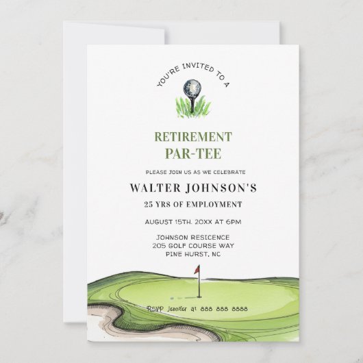 Invitation de retraite sur le thème du golf PAR- T (Devant)