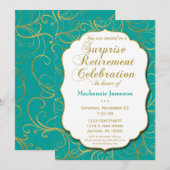 Invitation de retraite surprise Turquoise Gold Swi (Devant / Derrière)