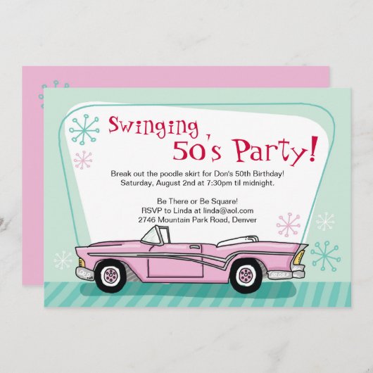 Invitation de Retro 1950 (Devant / Derrière)