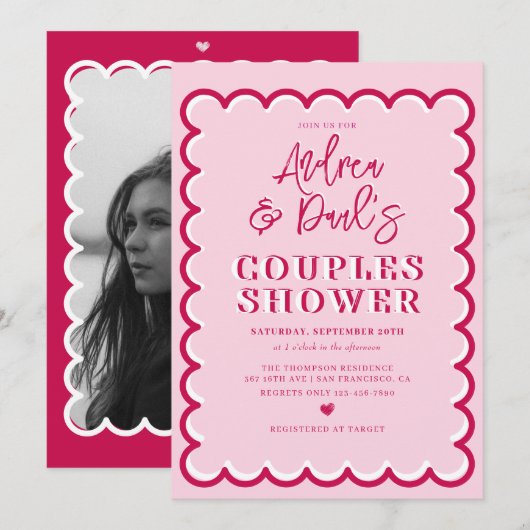 Invitation de Rétro Mariage Couple (Devant / Derrière)