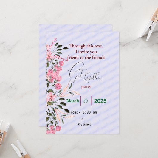 Invitation de réunion d'amis (Devant/Arrière en situation)