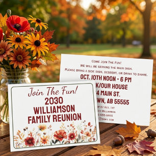 Invitation de réunion de famille florale rustique