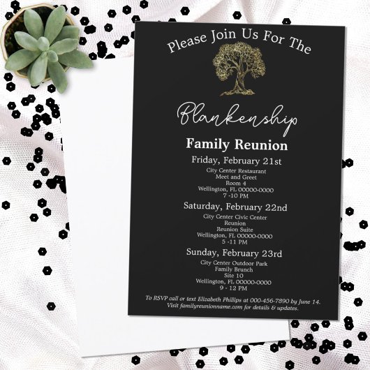 Invitation de réunion de famille Gold Tree Artwork