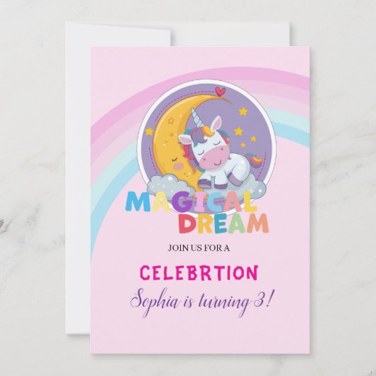 Invitation de rêve de licorne magique (Devant)