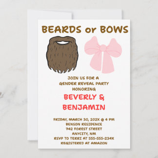 Invitation de révélation de genre Barbes ou Rubans