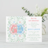 Invitation de révélation de genre Bébé rose bleu f (Debout devant)